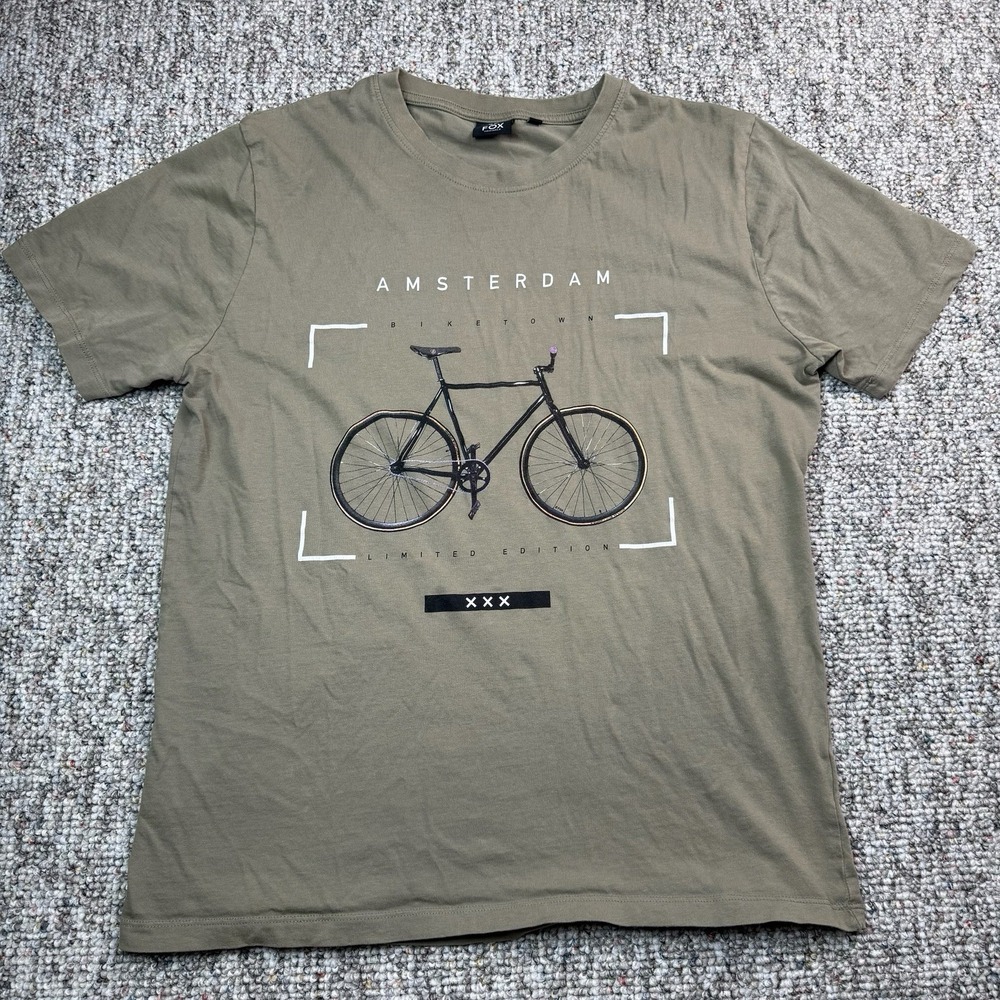 Fox Originals Shirt Mens Large Amsterdam Bike Town Limited Edition Green